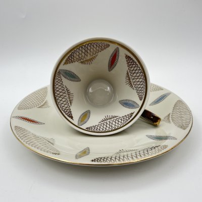 купить Чайная чашка и десертная тарелка, Winterling Bavaria Germany, фарфор, деколь, золочение, Германия, 1950-1990 гг.