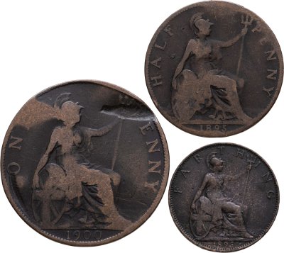 купить Великобритания набор из 1/4, 1/2 и 1 пенни 1895-1900 (Виктория)