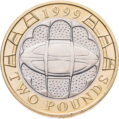 купить Великобритания 2 фунта (pounds) 1999 "Чемпионат мира по регби"
