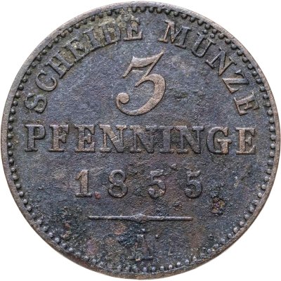 купить Германия, Пруссия 3 пфеннинга 1855 А