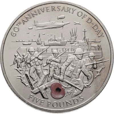 купить Гернси 5 фунтов (pounds) 2004 "60 лет Высадке в Нормандии"