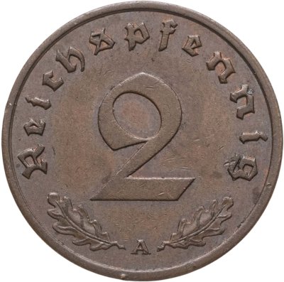 купить Германия (Третий рейх) 2 рейхспфеннига (reichspfennig) 1938 А