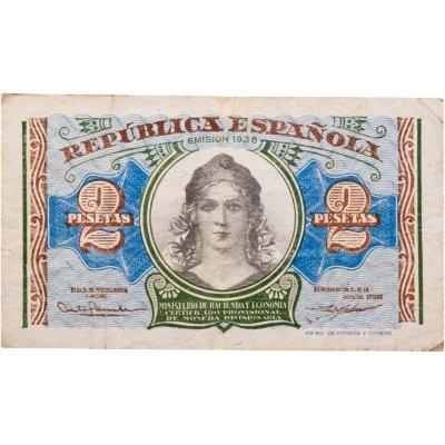 купить Испания 2 песеты 1938 года (Pick 95)