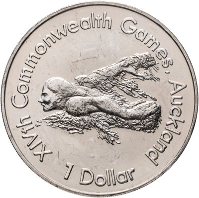 купить Новая Зеландия 1 доллар (dollar) 1989 "XIV Игры Содружества 1990 - Пловец"
