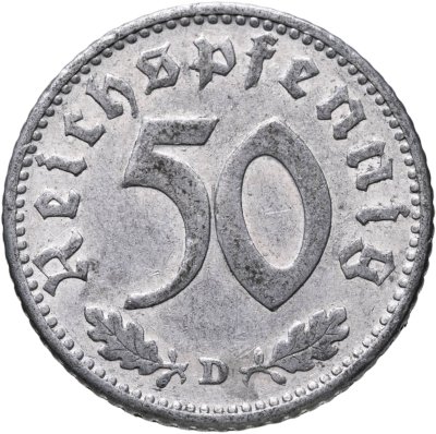 купить Германия, Третий рейх 50 рейхспфеннигов 1935, знак монетного двора "D" — Мюнхен