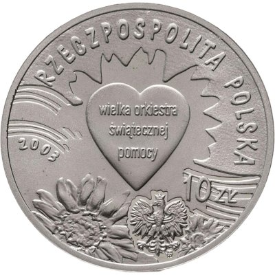 купить Польша 10 злотых (zlotych) 2003 10 лет Великому Оркестру Рождественской Помощи