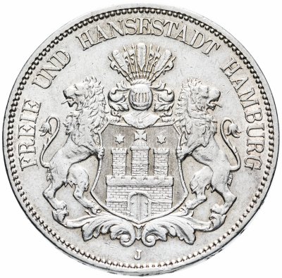 купить Германская Империя, Гамбург 5 марок 1908 J