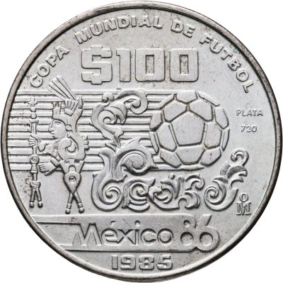купить Мексика 100 песо (pesos) 1985 "Чемпионат мира по футболу 1986 - Узоры и мяч"