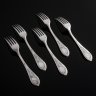 Купить Набор из пяти столовых вилок формы "Фаберже", мельхиор, Завод имени Ф.Э. Дзержинского, СССР, 1960-1980 гг.