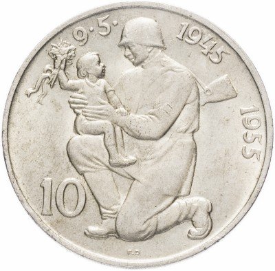 Купить Чехословакия 10 крон 1955 "10-летие освобождения"