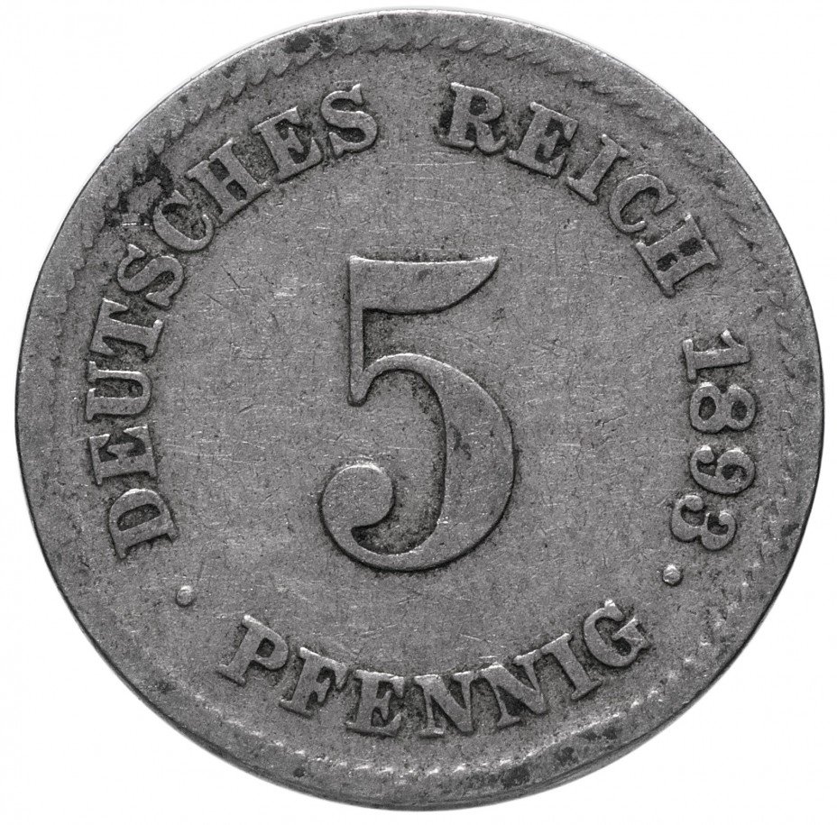купить Германия 5 рейх пфеннигов 1893 "D"