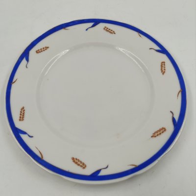 купить Пара десертных (пирожковых) тарелок "Золотые колосья", автор росписи Мысягин В.П., фарфор, роспись, золочение, Дулевский фарфоровый завод (Дулёво), СССР, 1946-1950 гг.
