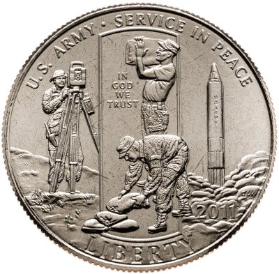 купить США 50 центов (1/2 доллара, half dollar) 2011 Армия США, с сертификатом, знак монетного двора: "D" - Денвер