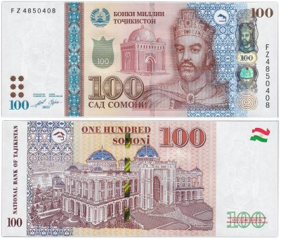 купить Таджикистан 100 сомони 2022 "Дворец Навруз, Душанбе серия замещения"