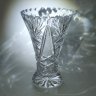 Купить Ваза с резным геометрическим декором и фигурным краем, хрусталь, алмазная грань, СССР, 1970-1990 гг.