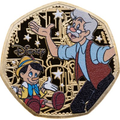 купить Соломоновы Острова 50 центов 2025 «85-я годовщина - Пиноккио. Пиноккио и Джеппетто/позолоченная/»