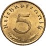 Купить Германия, Третий рейх 5 рейхспфеннигов (reichspfennig) 1938, знак монетного двора "А" - Берлин