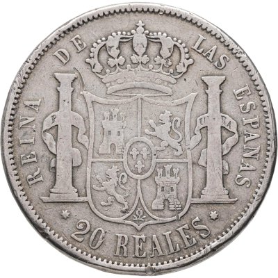 купить Испания 20 реалов 1860 Изабелла II