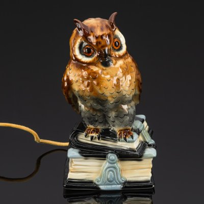 купить Ночник (лампа) "Сова на книгах", фарфор, роспись, металл, полимерный материал, Heinz & Co., Германия, 1954-1972 гг.