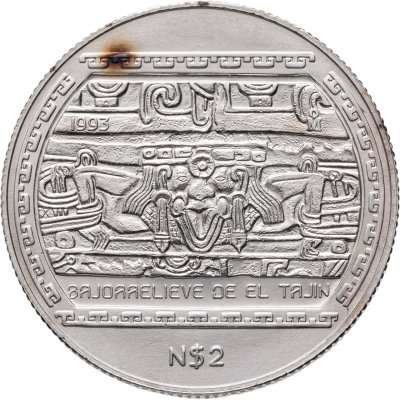 купить Мексика 2 новых песо 1993 Доколумбовый Веракрус - Барельеф Эль-Тахина