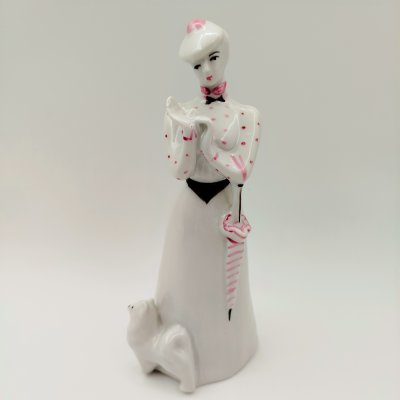 купить Статуэтка «Дама с собачкой», скульптор А.Д. Бржезицкая, фарфор, роспись, Дулевский фарфоровый завод (Дулёво), Российская Федерация, 2005 г.