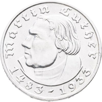 купить Германия (Третий рейх) 2 рейхсмарки (reichsmark) 1933 F "450 лет со дня рождения Мартина Лютера"