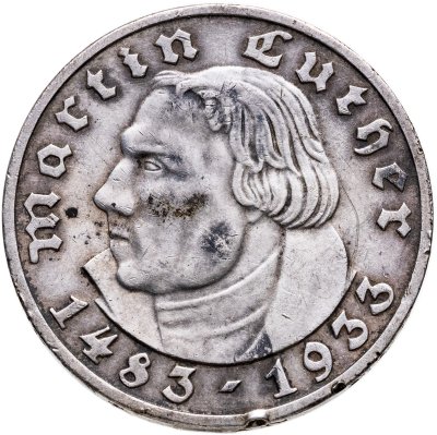 купить Германия (Третий рейх) 5 рейхсмарок (reichsmark) 1933 "450 лет со дня рождения Мартина Лютера"
