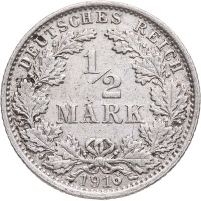 купить Германия 1/2 марки 1916 G