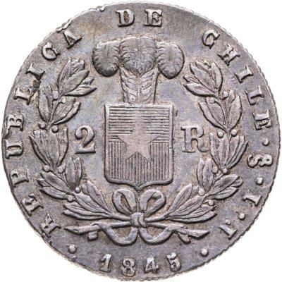купить Чили 2 реала (reales) 1845