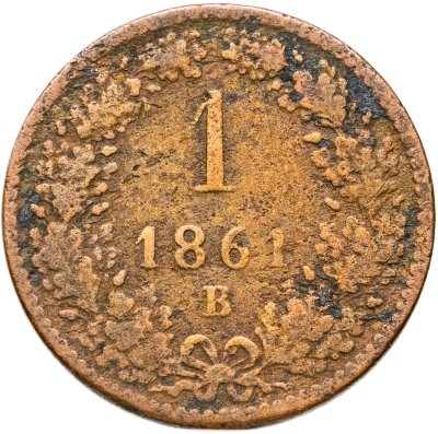 купить Австрия 1 крейцер (kreuzer) 1861, знак монетного двора "B" - Кремница