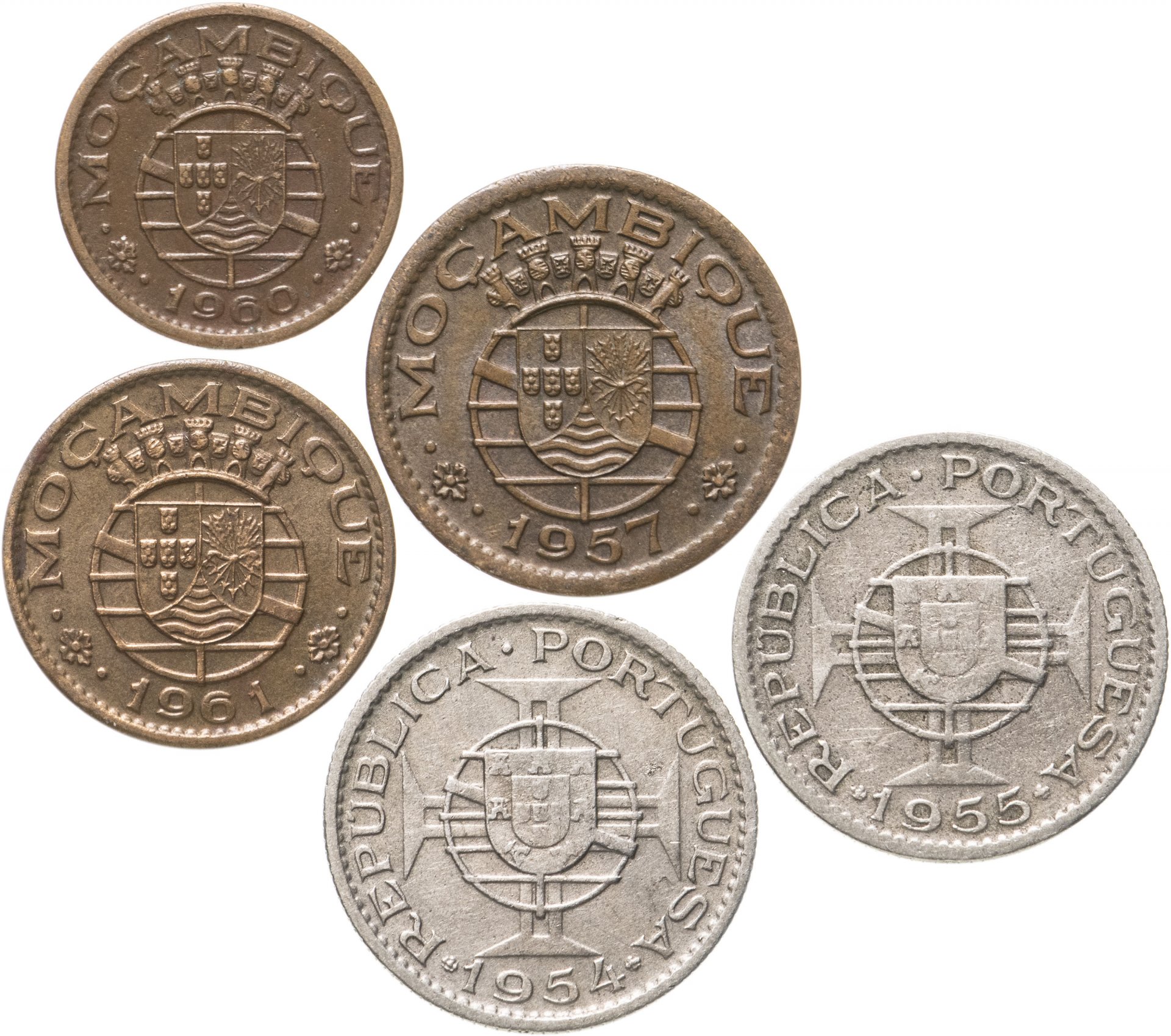 Нумизматика 1961. Фото набора монет Мозамбик. Мозамбик купить. Монеты 1954 года стоимость