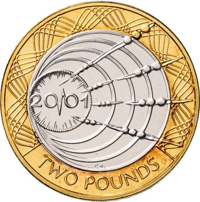 купить Великобритания 2 фунта (pounds) 2001 "Столетие трансатлантическому радио" пьефорт