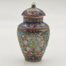 Купить Чайница миниатюрная (ваза с крышкой), украшенная цветочным декором, металл, перегородчатые эмали, техника клуазоне, Китай, Китай, 1960-1980 гг.