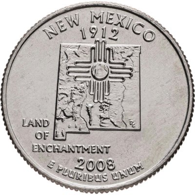 купить США 25 центов (квотер, 1/4 доллара, quarter dollar) 2008 D Квотер штата Нью-Мексико знак монетного двора: "D" - Денвер