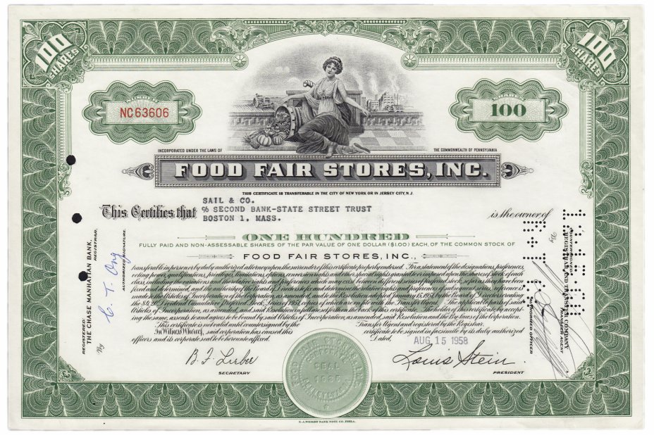 купить Акция США  Food Fair Stores Inc. 1958-1967 гг.