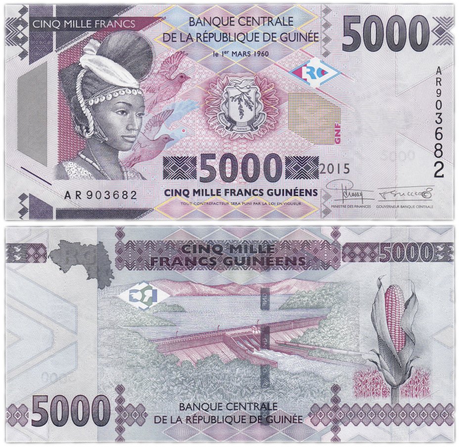 купить Гвинея 5000 франков 2015 (Pick 49)