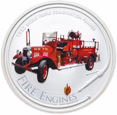 купить Острова Кука 1 доллар 2005 "Пожарные машины мира: Bickle triple combination pumper" с сертификатом