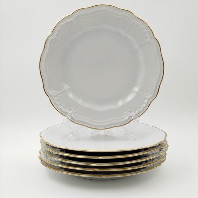 купить Набор десертных тарелок с рельефным декором на 6 персон, Retsch & Co., Wunsiedel, фарфор, золочение, Германия, 1960-1980 гг.