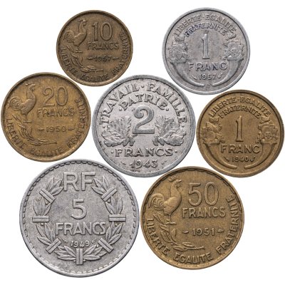 купить Франция, набор 7 монет 1940-1957