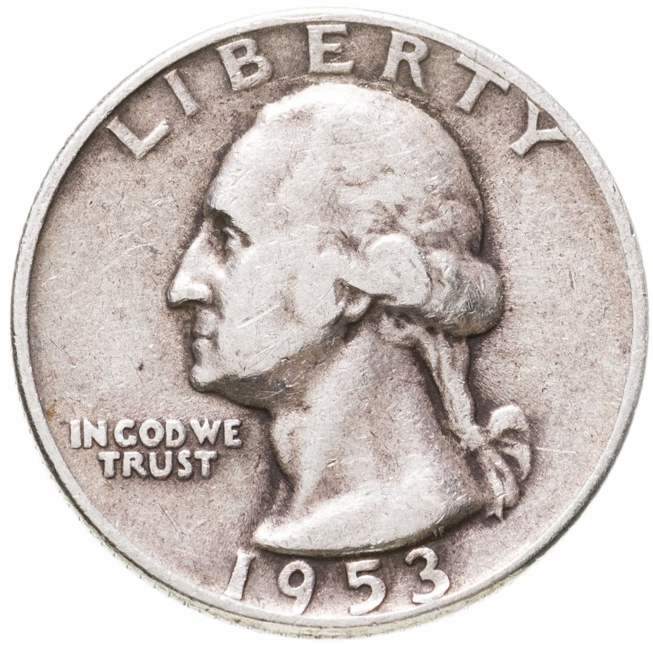 купить США 25 центов (квотер, 1/4 доллара, quarter dollar) 1953  "Washington Quarter" "S"
