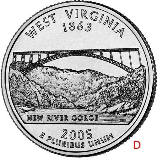 купить США 25 центов (квотер) 2005 D — штат Западная Виргиния