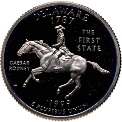 купить США 25 центов (квотер, 1/4 доллара, quarter dollar) 1999 Штат Делавэр, знак монетного двора "S" - Сан-Франциско"