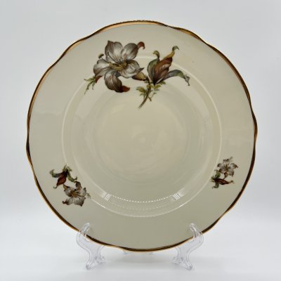 купить Тарелка суповая с цветочным декором, Kjøbenhavns Porcellains Maleri (KPM), фарфор, деколь, золочение, Дания, 1924-1960 гг.