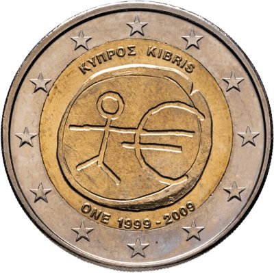 купить Кипр 2 евро 2009 "10 лет Экономическому и валютному союзу"