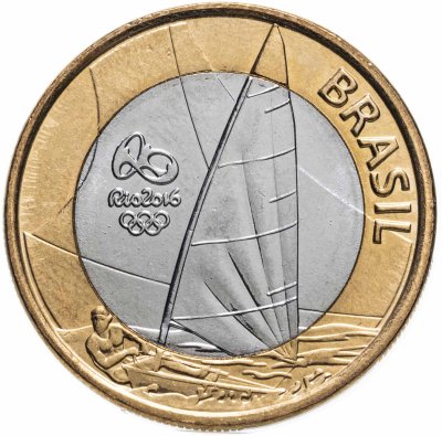 купить Бразилия 1 реал 2015 "XXXI летние Олимпийские Игры, Рио 2016 - Парусный спорт"
