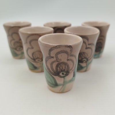 купить Набор из 6-ти стопок с цветочным декором, керамика, роспись, СССР, 1970-1990 гг.