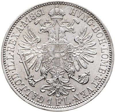 купить Австро-Венгрия (Австрия) 1 флорин 1861, знак монетного двора "A" - Вена