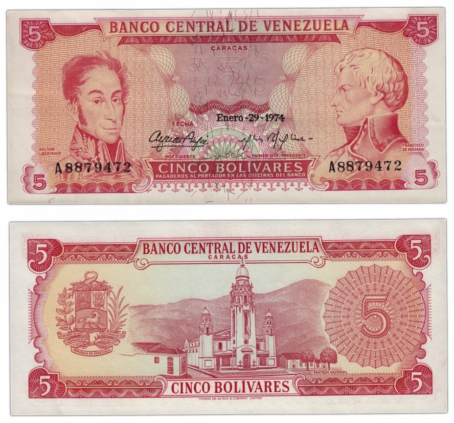купить Венесуэла 5 боливар 1974 (Pick 50h)