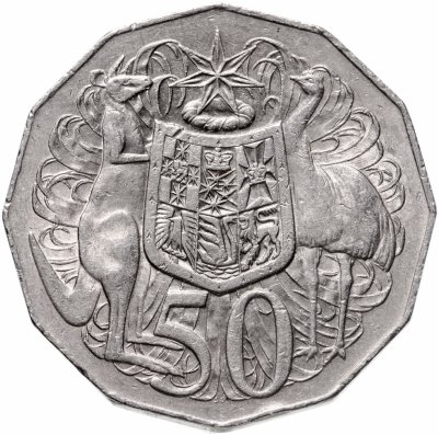 купить Австралия 50 центов (cents) 1971-1983 молодая королева