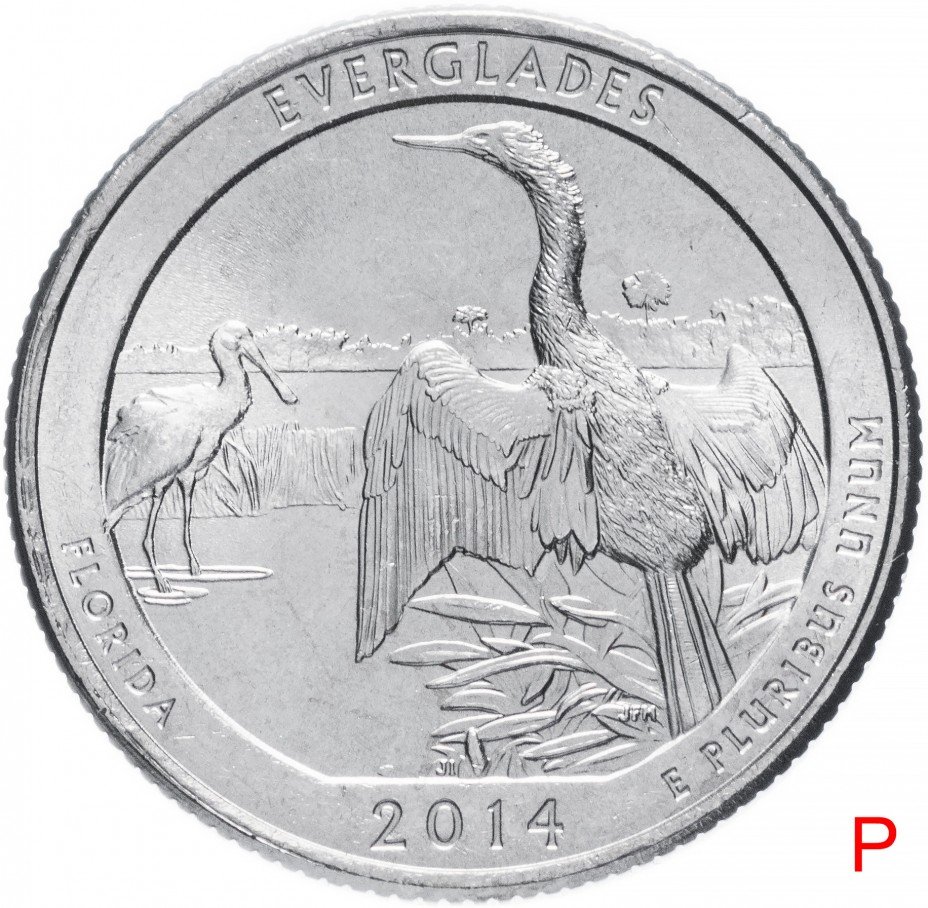 купить США 1/4 доллара (25 центов, квотер) 2014 P — "Национальный парк Эверглейдс" (25-й парк)
